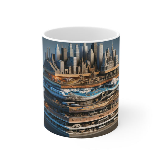 World Over Time Ceramic Mug - Urban Adventure Design (11oz, 15oz, 20oz)